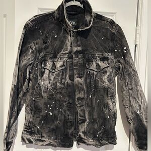Zara Black Denim Graphic Men’s Jacket